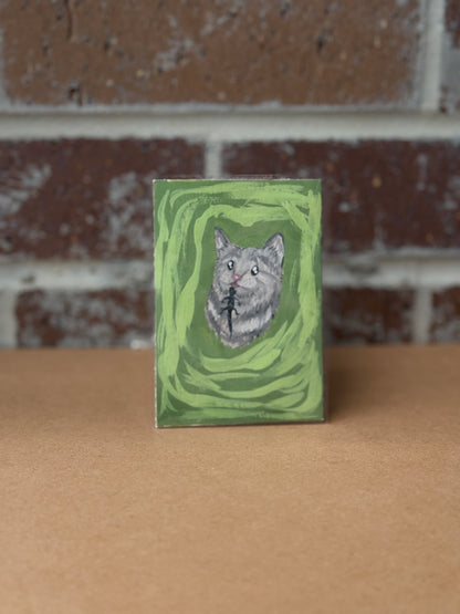 ACEO Original Mini Art "Lizard Dangle” 2.5"x3.5"
