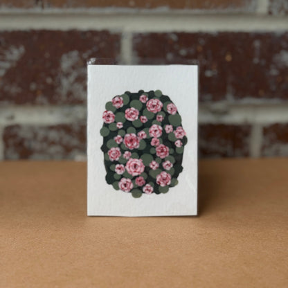 ACEO Original Mini Art "Pink Roses” 2.5"x3.5"