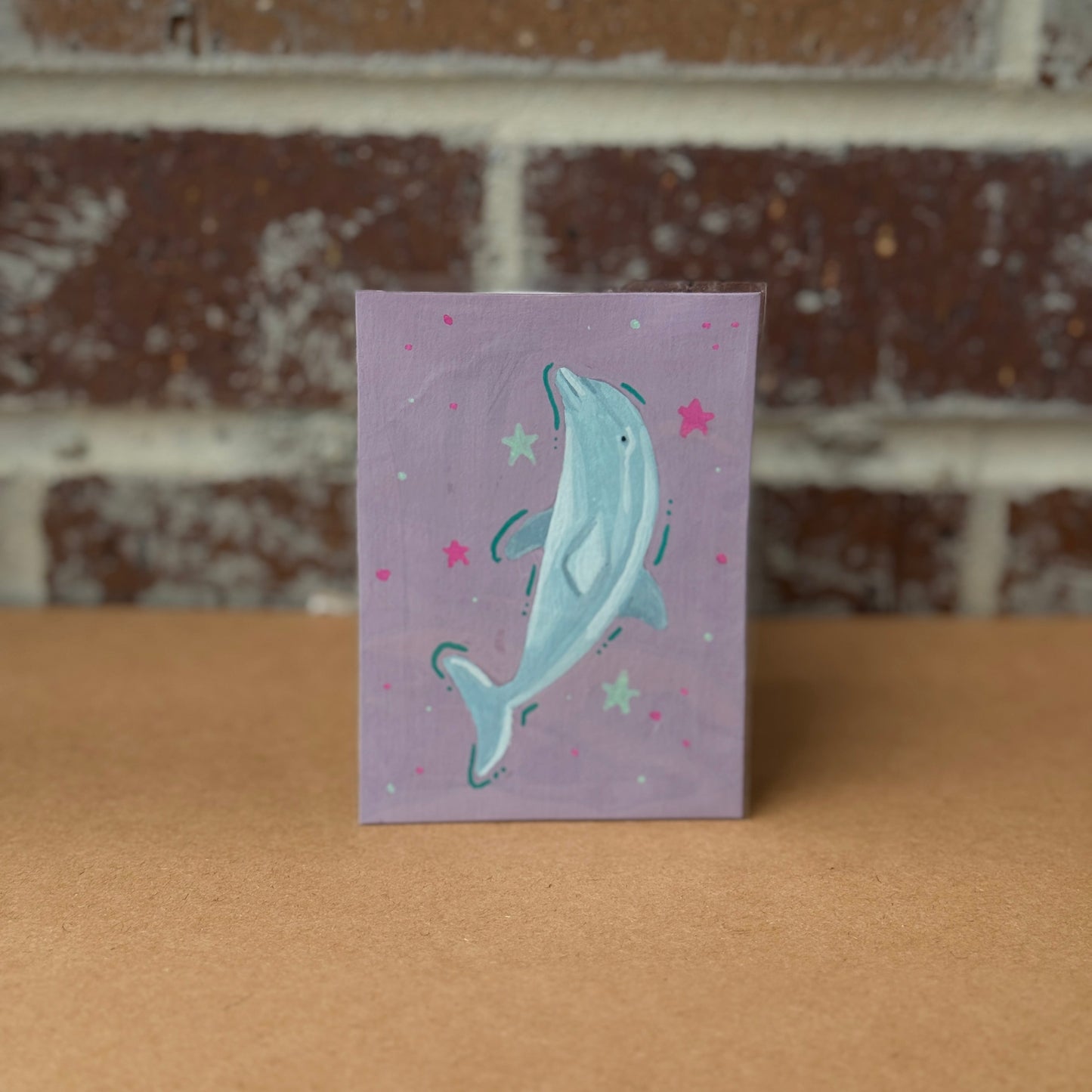 ACEO Original Mini Art "Blue Dolphin” 2.5"x3.5"