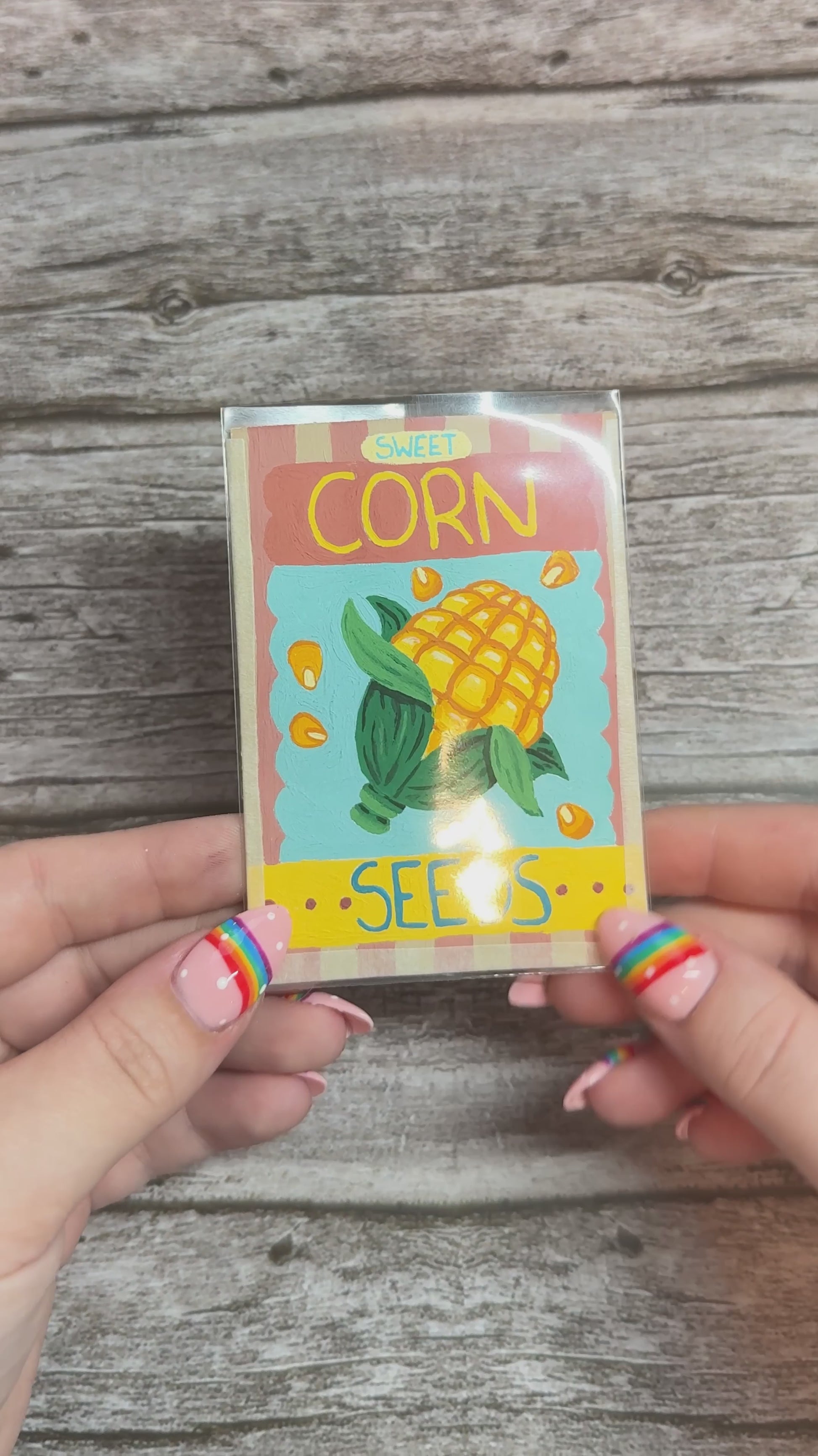 ACEO Original Acrylic Gouache Art "Corn Seeds” Shaker 2.5x3.5
